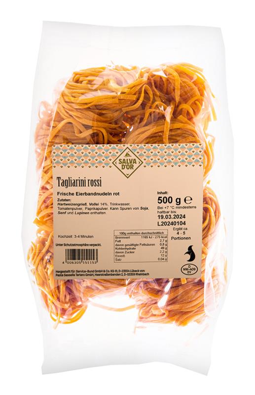 Tagliarini rossi Frische Eierbandnudeln rot SALVA D'OR