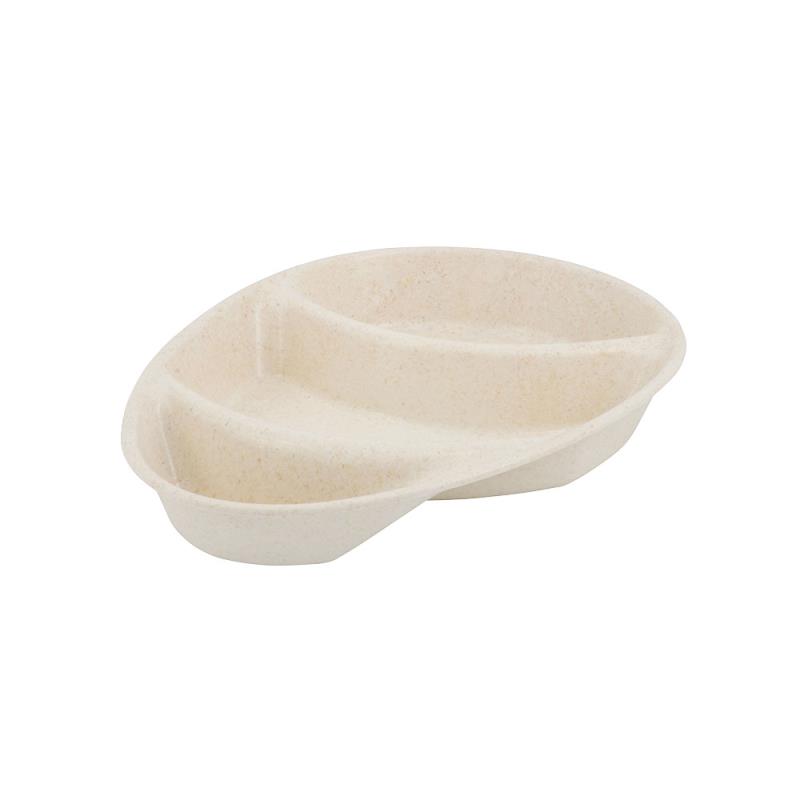 Mehrweg-Menü-Teller Häppy Plate, 27,5x20x3,5cm, 3Kammern, Cashew/creme-weiß lizenziert COMPLETTA ÖKO (AVB)