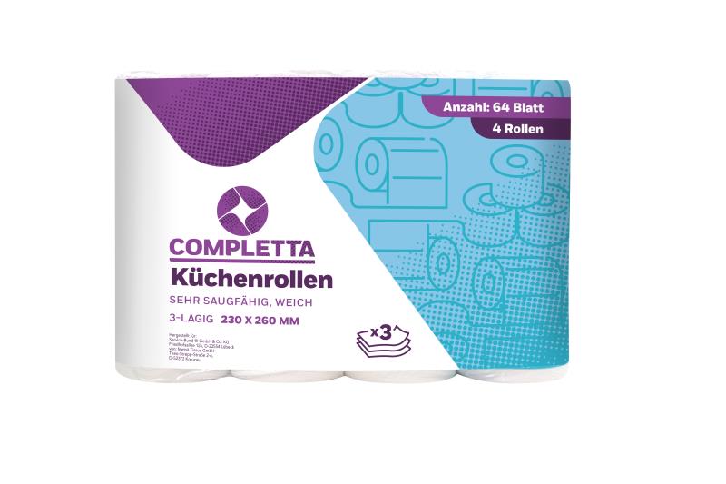 COMPLETTA Küchenrolle weiß, 3-lagig, 64 Blatt COMPLETTA